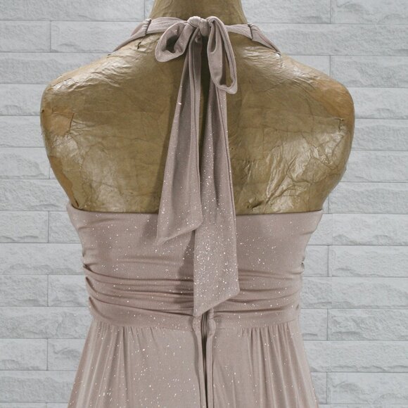 B. DARLIN Dress Assymetrical Halter Blush Sparkly Wedding Prom Homecoming Medium - Picture 5 of 13